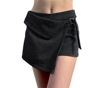 ZARA TRAFALUC COLLECTION BLACK WHITE DOT BELTED MINI SKORT Y2K STYLE